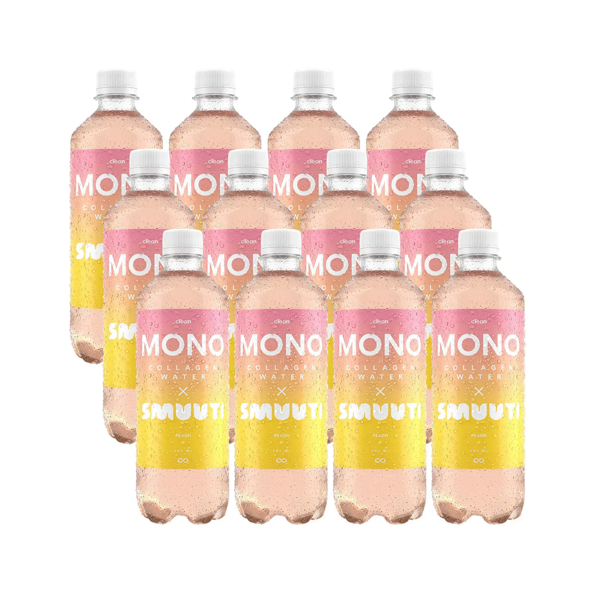 12 x Clean MONO X Smuuti Collagen Water 500 ml Peach