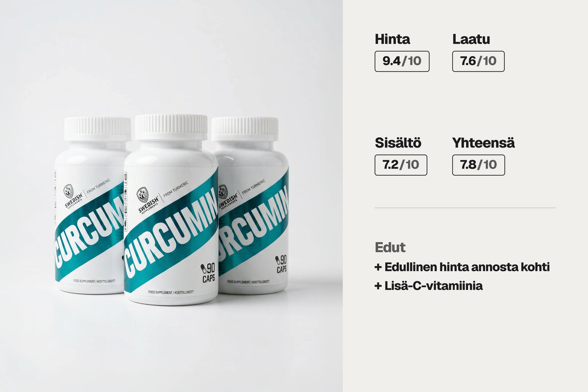 Swedish Supplements Curcumin 90 kapselia, kurkuma ja C-vitamiini