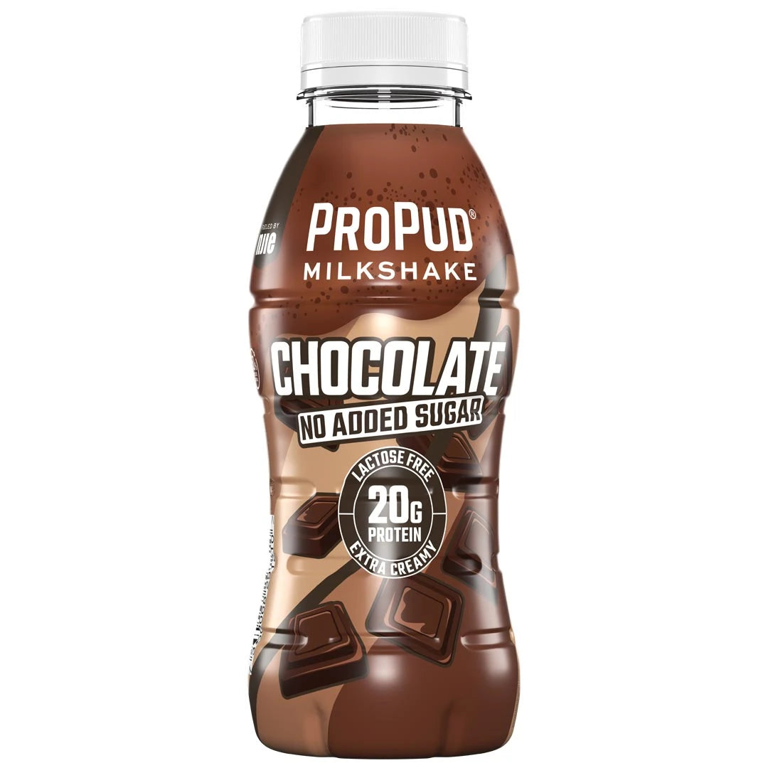 NJIE ProPud Protein Milkshake 330 ml i en brun flaska med vit kork för smaken Chocolate., bild 1 av 11