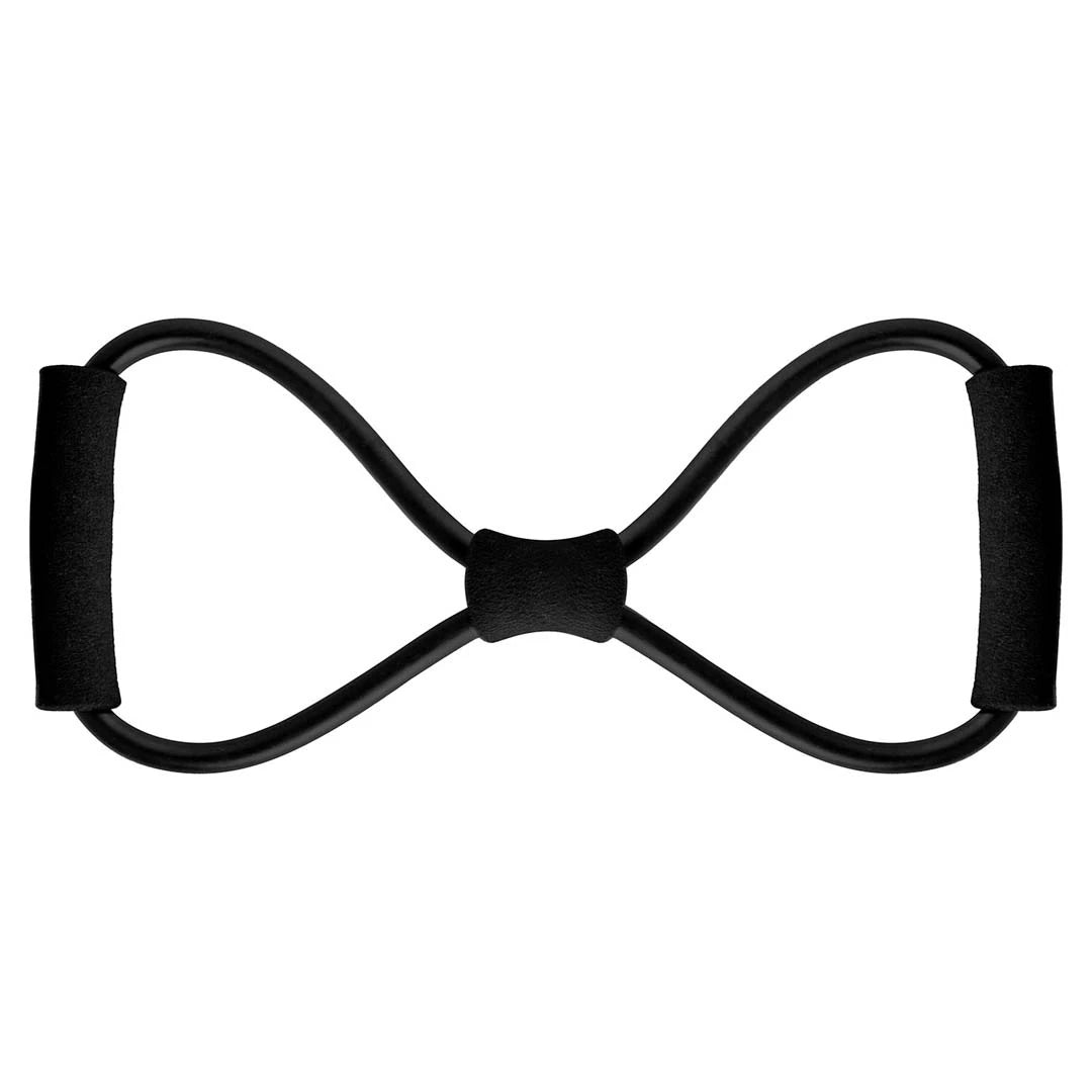 Musta kahdeksikon muotoinen Virtufit Figure 8 Resistance Cable -vastuskuminauha pehmeillä vaahtomuovikahvoilla., kuva 1/1