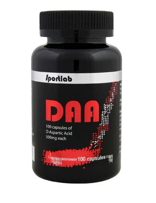 Sportlab DAA Natural Testobooster 100 caps -ravintolisä mustassa purkissa punaisilla ja hopeisilla yksityiskohdilla., kuva 1/1