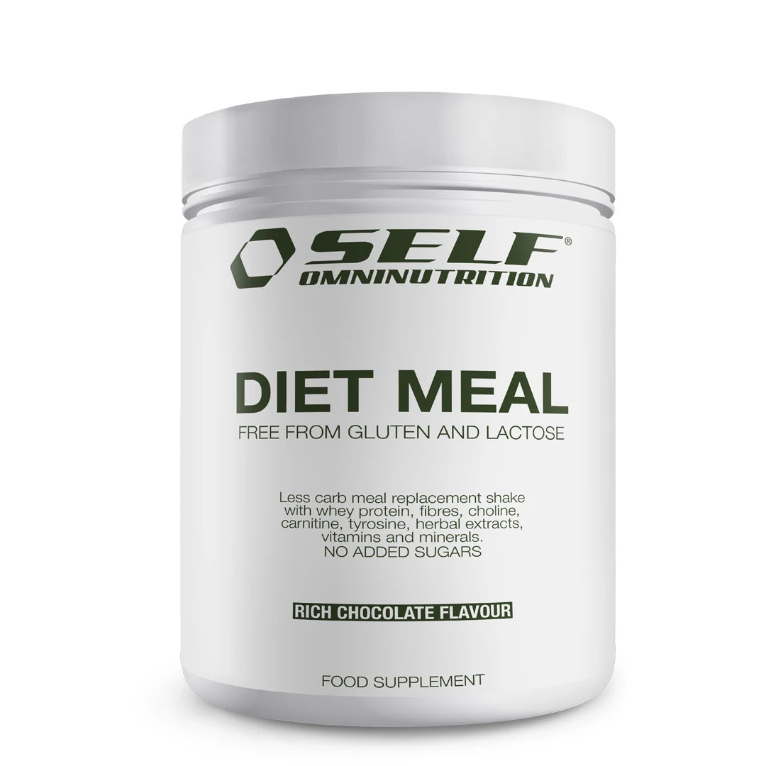 Self Omninutrition Diet Meal 500 g måltidsersättning förpackad i en vit burk med smaken Rich Chocolate., bild 1 av 1