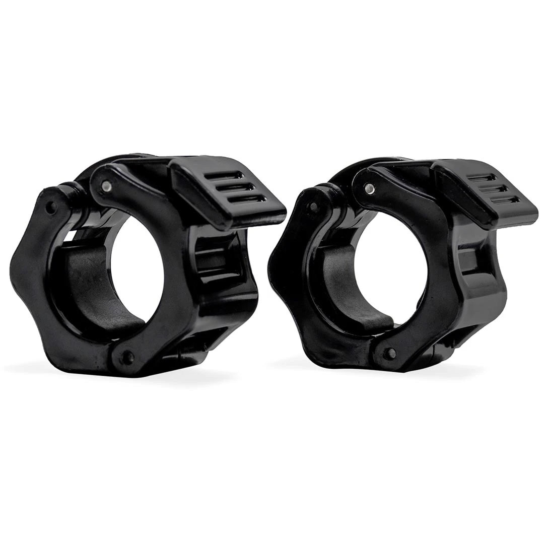 Kaksi mustaa Virtufit Jaw Lock Collar 50 mm Black -painolukkoa kestävästä nailonmuovista levytangoille., kuva 1/1
