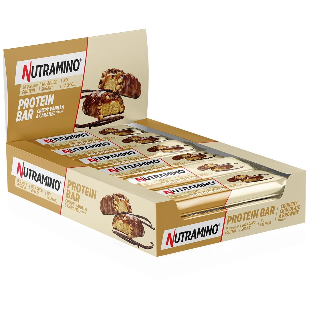12 x Nutramino Protein Bar 55 g Crispy Vanilla and Caramel beigessä pakkauksessa., kuva 1/1
