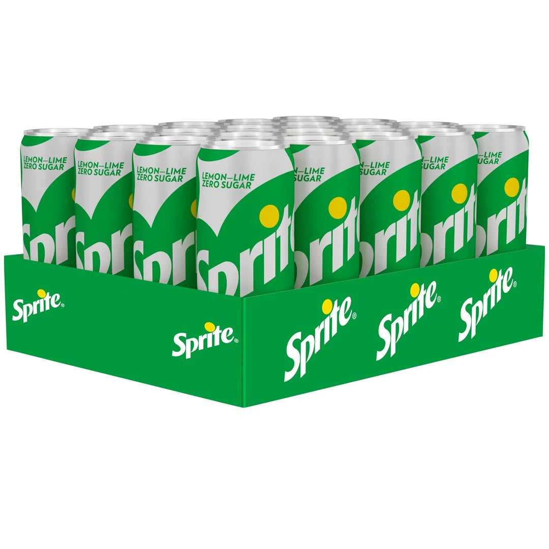 20 x Sprite Zero 330 ml sokeriton virvoitusjuoma hopeanvärisissä ja vihreissä tölkeissä vihreässä pahvilaatikossa., kuva 1/1