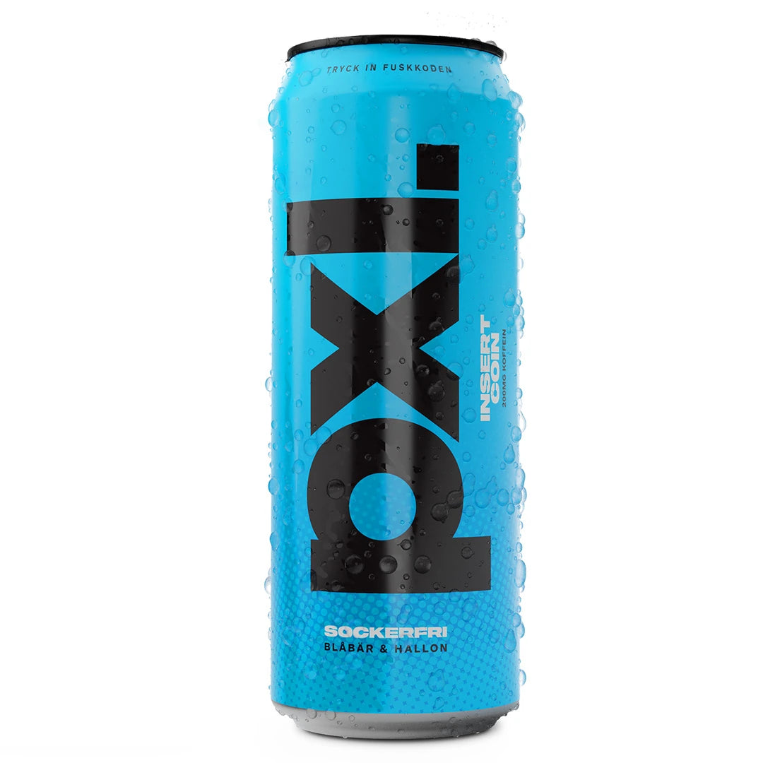 PXL Energy Final Fantasy 500 ml hiilihapotettu juoma vaaleansinisessä tölkissä mustin yksityiskohdin, makuna Insert Coin., kuva 3/8