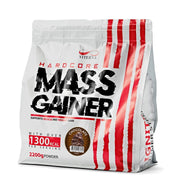 Viterna Hardcore Mass Gainer 2.2 kg valkoisessa pussissa punaisilla yksityiskohdilla, makuna suklaa.