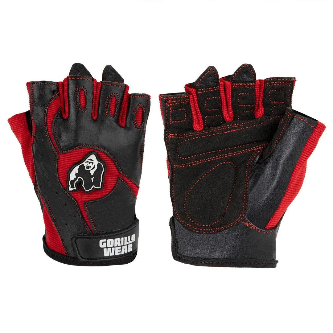 Gorilla Wear Mitchell Training Gloves Black/Red, musta-punaiset treenihanskat nahkaa ja mesh-materiaalia., kuva 4/7