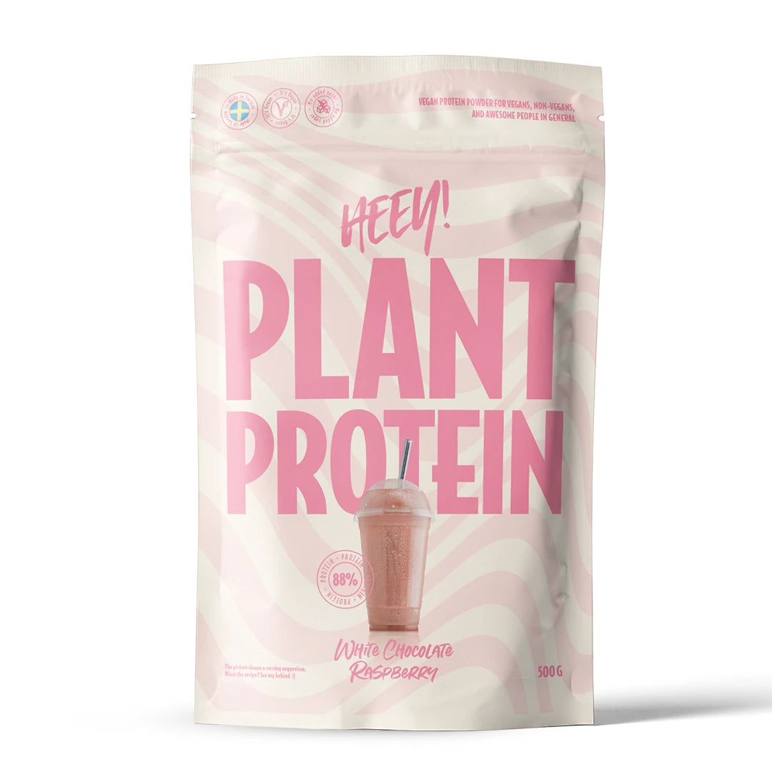 Heey! Vegaaninen proteiini 500 g valkoisessa ja vaaleanpunaisessa aaltokuvioidussa pussissa, makuna valkosuklaa-vadelma., kuva 7/9
