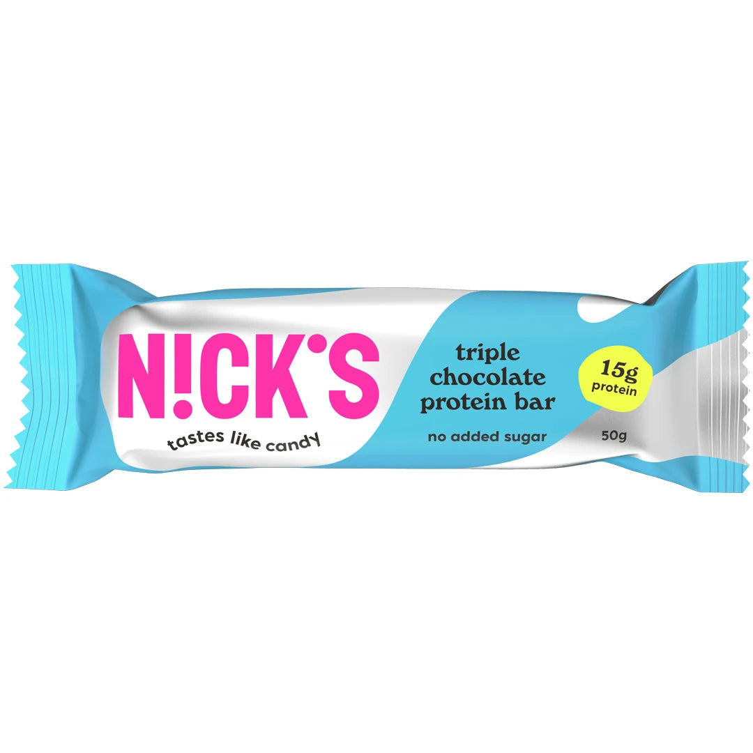 NICKS Soft bar 50 g -proteiinipatukka vaaleansinivalkoisessa pakkauksessa, makuna Triple Chocolate., kuva 5/6