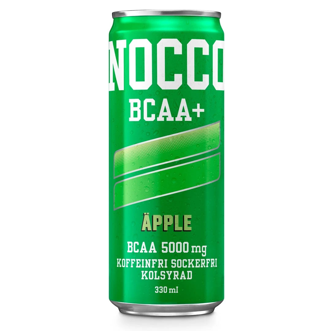 Raikkaan vihreä NOCCO BCAA+ 330 ml -juomatölkki, makuna omena., kuva 2/3