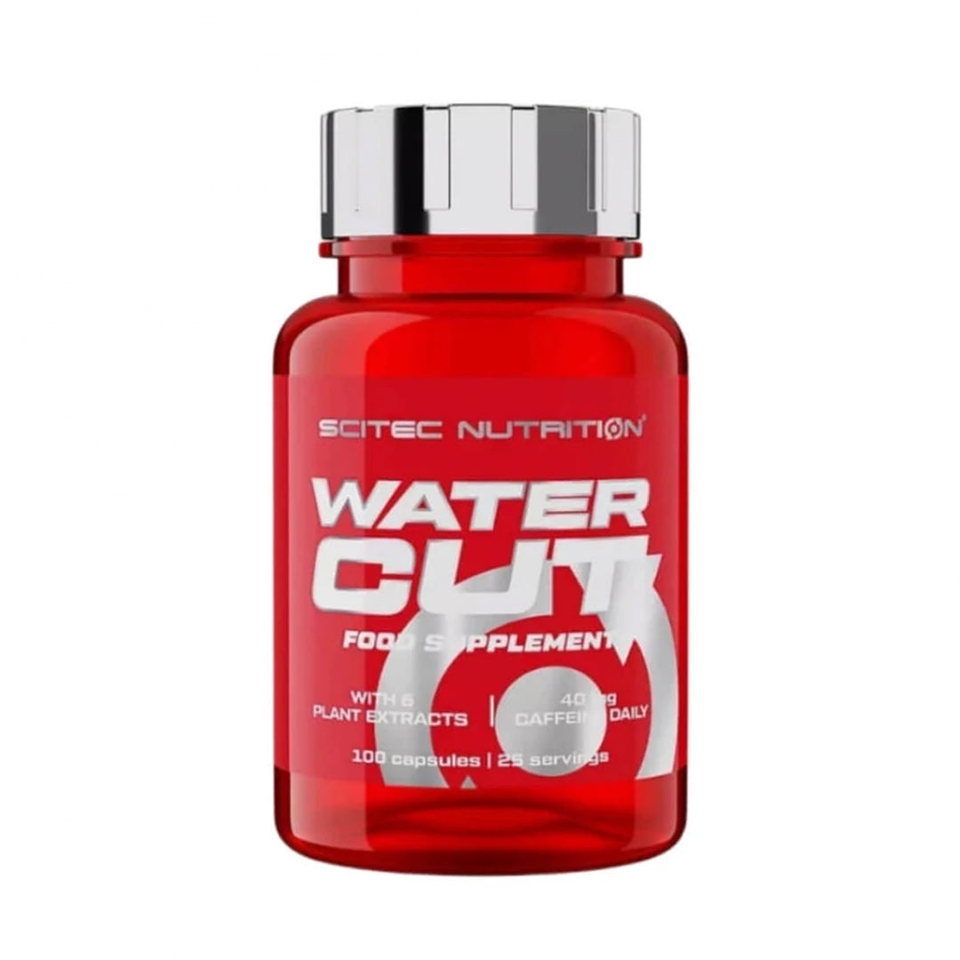 Scitec Nutrition Water Cut 100 caps -nestettä poistava ravintolisä punaisessa, hopeakorkkisessa purkissa., kuva 1/1