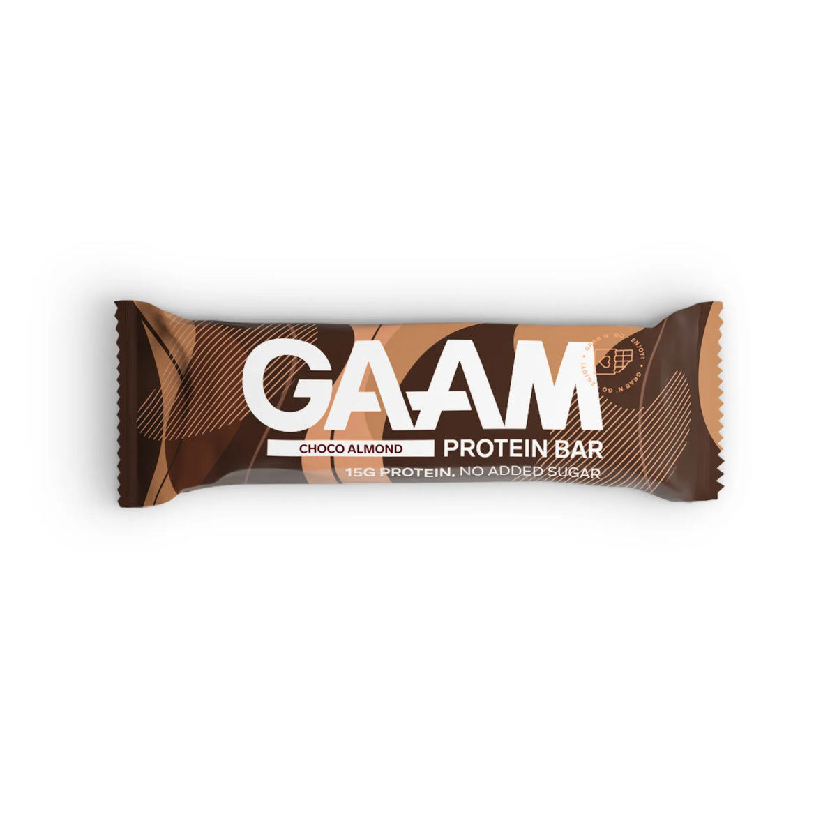 GAAM Protein &amp; Soft bar 45 g ruskeassa pakkauksessa, makuna Choco Almond., kuva 5/6
