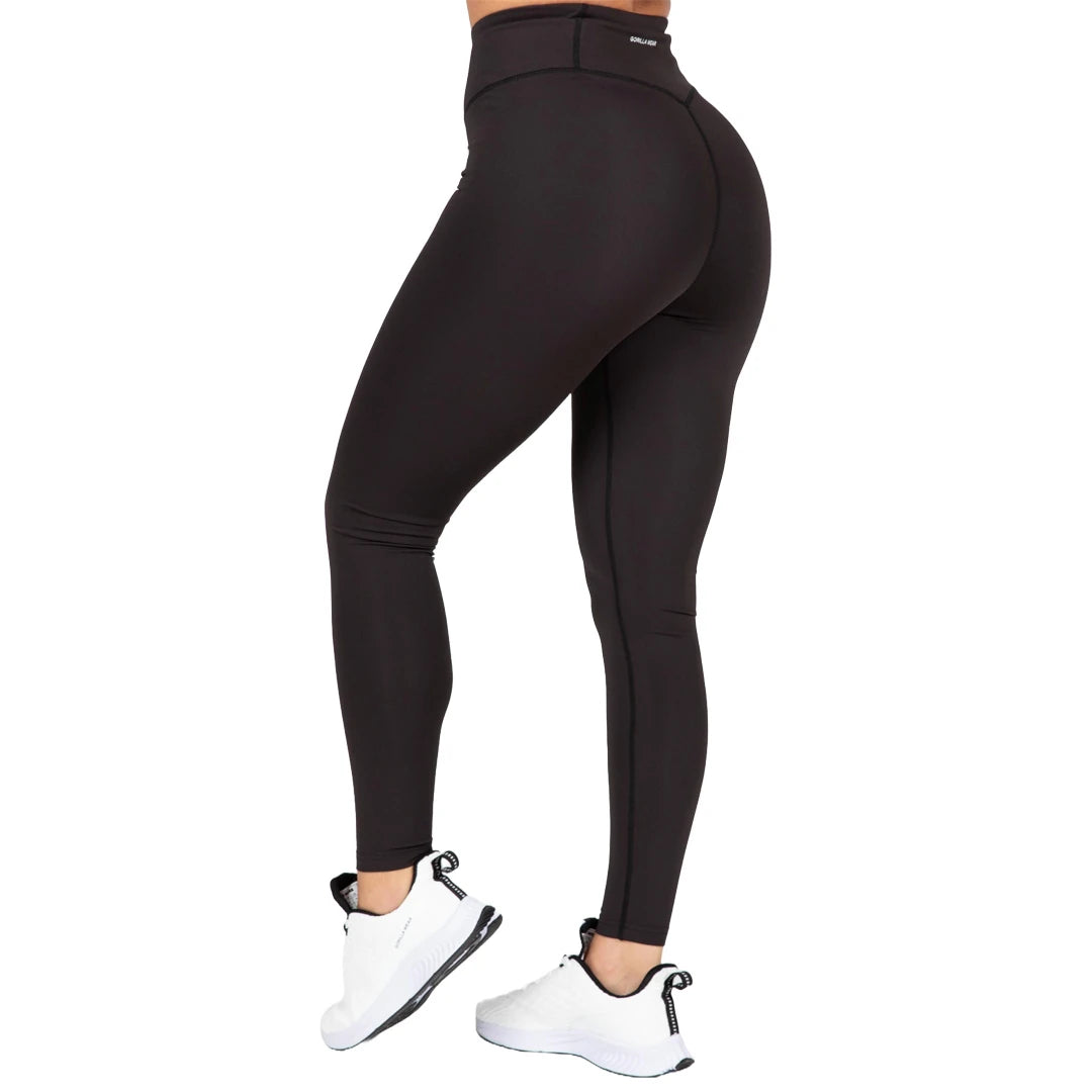 Gorilla Wear Arizona Sports Leggings Black, mustat korkeavyötäröiset ja tiukat treenitrikoot takaa kuvattuna., kuva 5/6