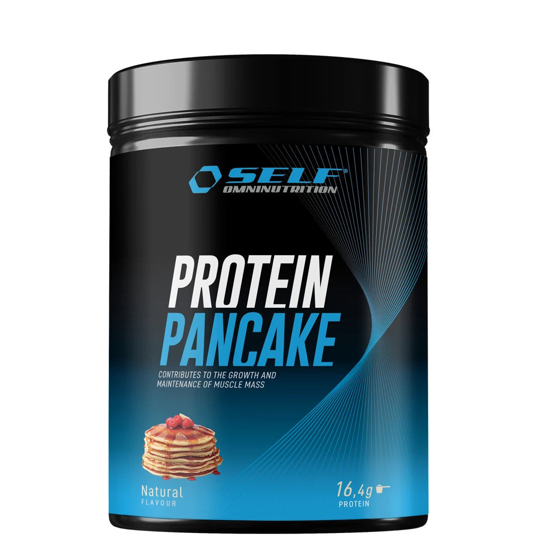 Self Omninutrition Protein Pancake 320 g -jauhe mustassa purkissa sinisillä yksityiskohdilla, makuna maustamaton., kuva 1/1