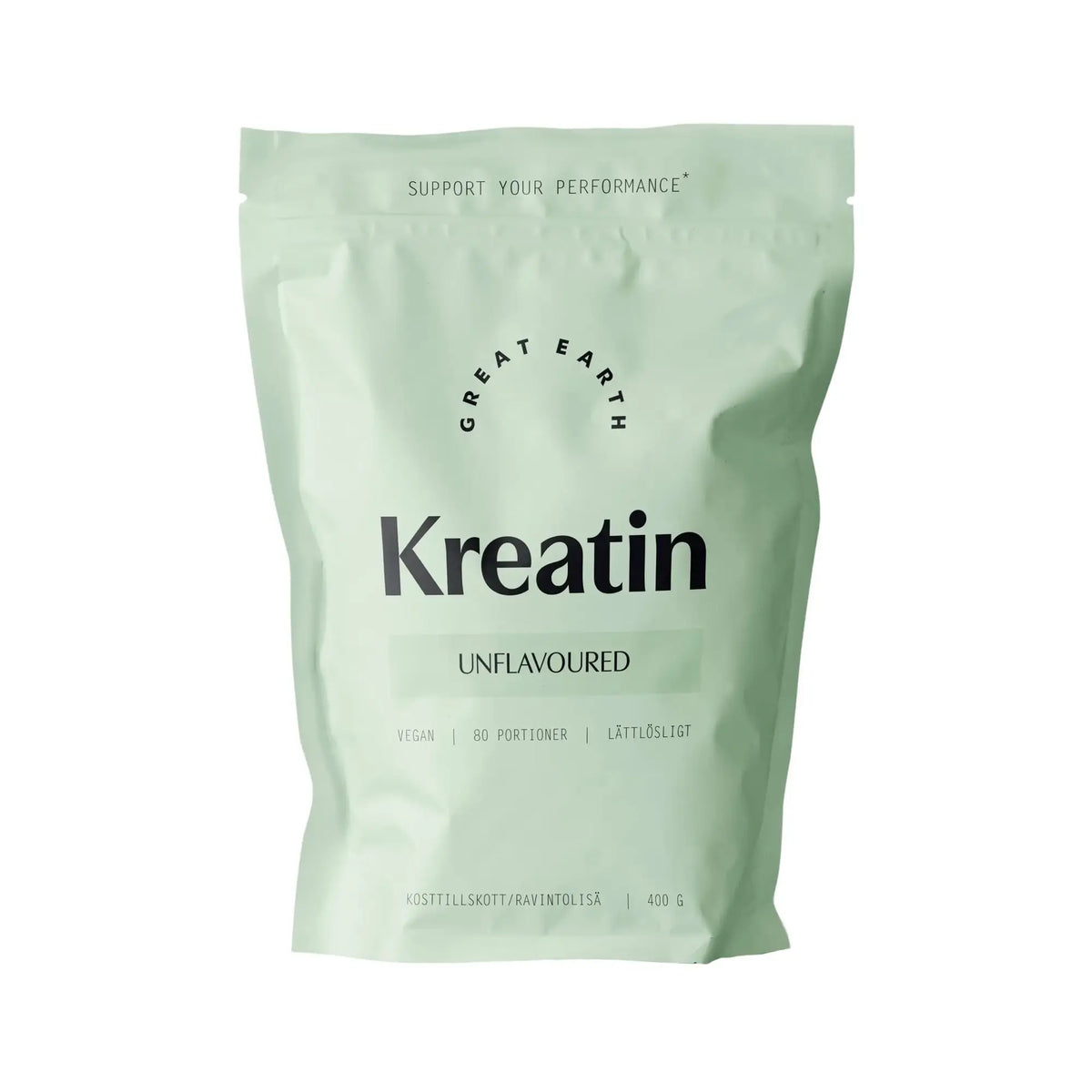 Great Earth Kreatin 400 g -jauhe vaaleanvihreässä pussissa, makuna maustamaton., kuva 1/1