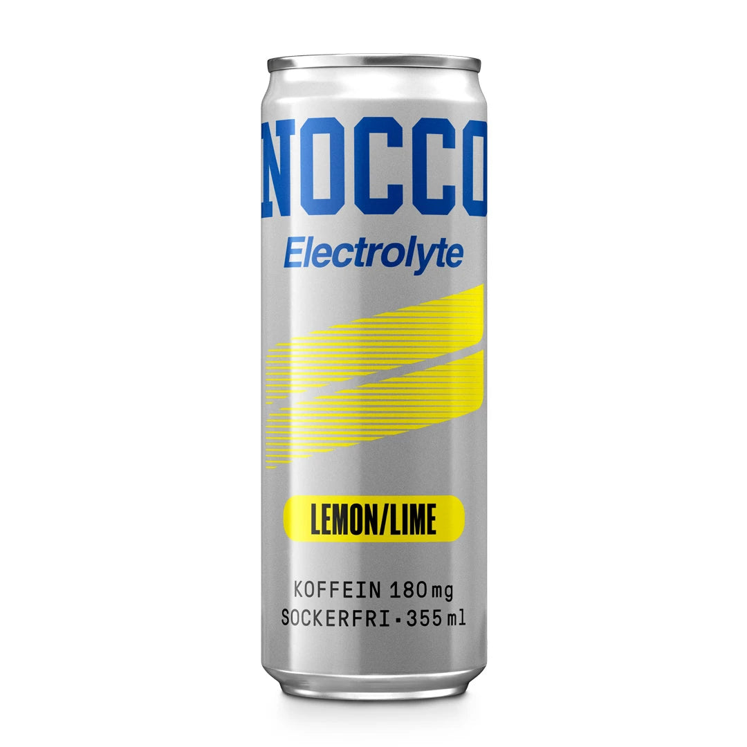 Hopeanvärinen NOCCO Electrolyte 355 ml -tölkki keltaisilla yksityiskohdilla, makuna Lemon/Lime., kuva 3/3