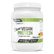 Fairing Clear Vegan Protein 500 g veganskt proteinpulver i en vit plastburk med grön etikett för smaken Mango.