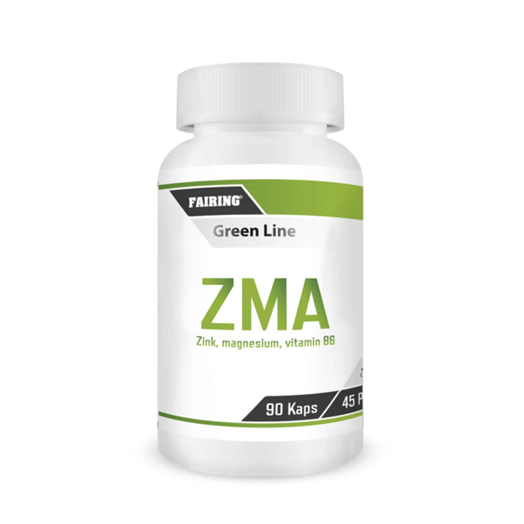 Fairing ZMA 90 caps -ravintolisä valkoisessa purkissa, jossa on vihreitä yksityiskohtia ja Green Line -merkintä., kuva 1/1