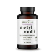 Närokällan Metyl Multivitamin 90 caps i en mörkbrun burk med vit etikett och svart lock.