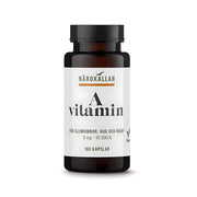 Närokällan A-vitamin 100 caps kosttillskott i en mörk burk med vit etikett och svart lock.