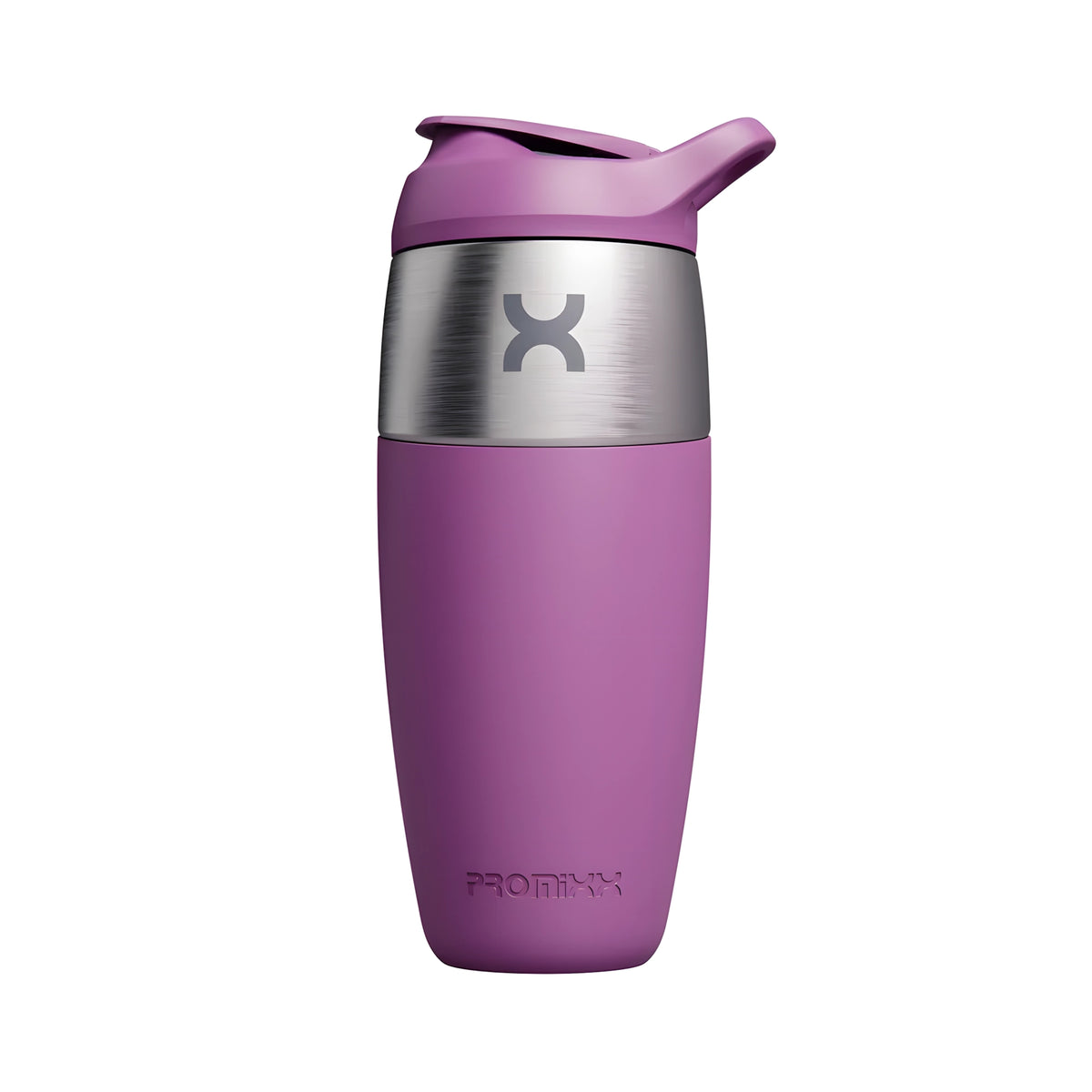 ProMixx Pursuit Single Wall Steel 950 ml -shaker, jossa yhdistyy ruostumaton teräs ja lila silikoni., kuva 1/6