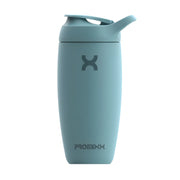 ProMixx Pursuit Double Wall Steel 550 ml -shakerpullo, jossa on sinivihreä soft-touch-silikonipinta ja urheilukorkki.