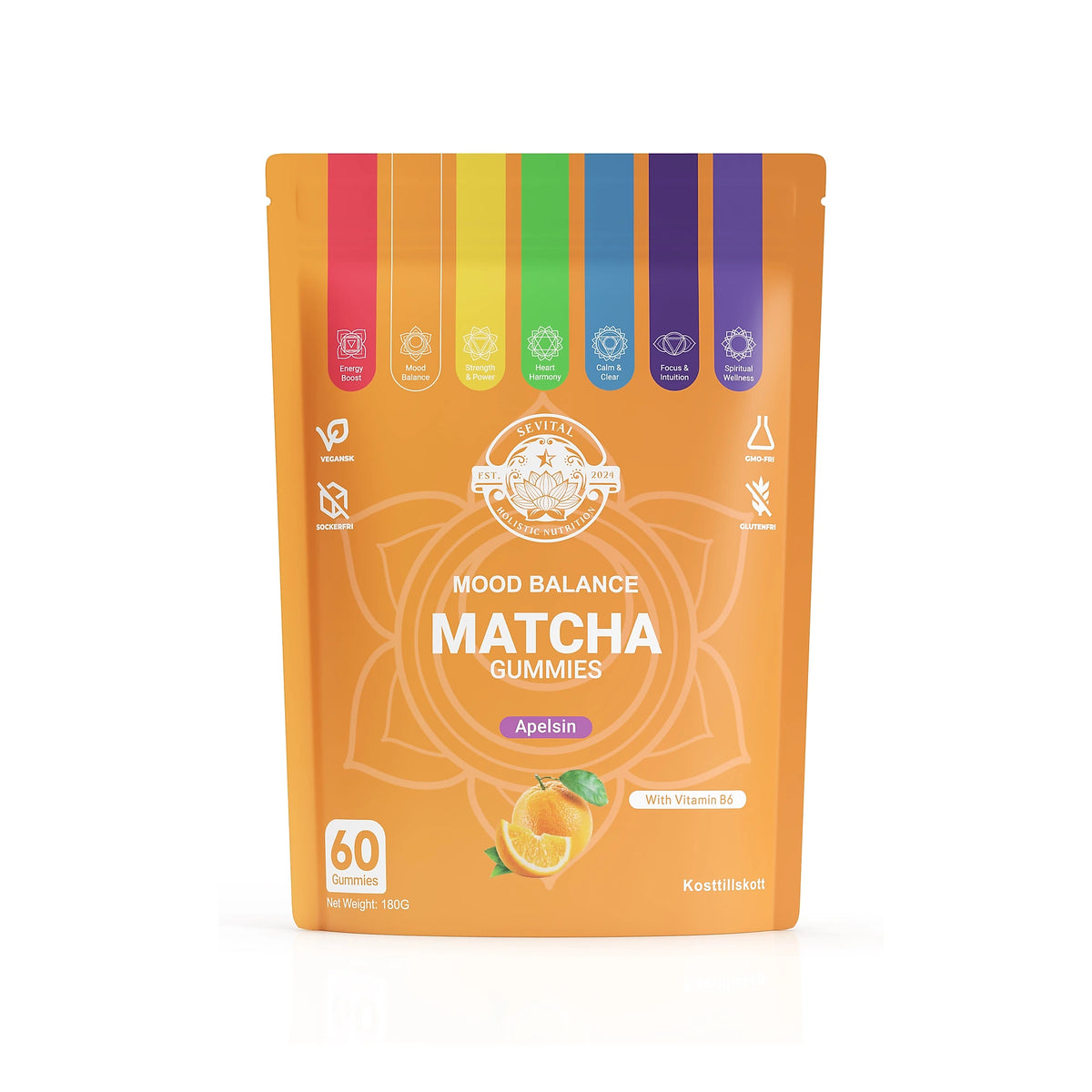 Sevital Matcha Gummies 60 kpl Appelsiini