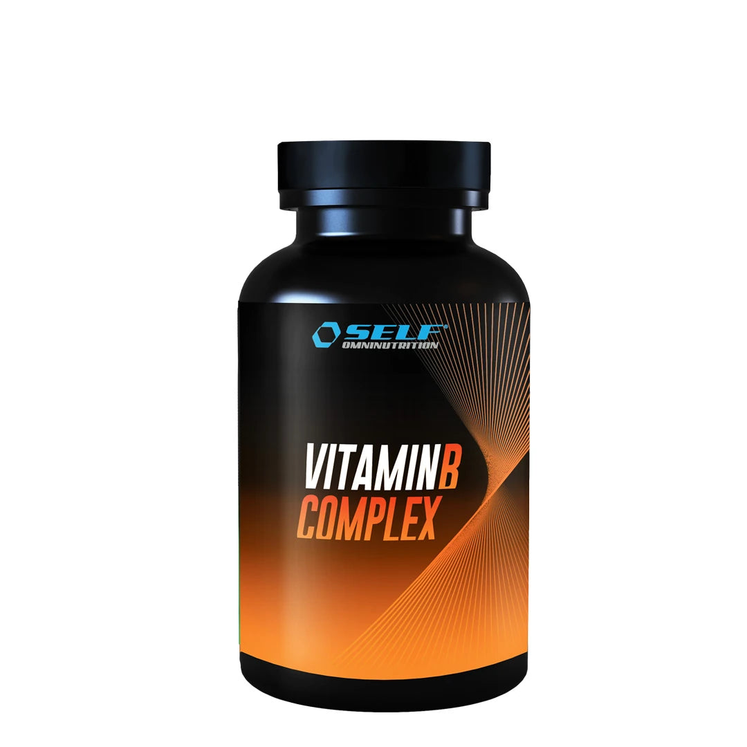 Self Omninutrition B-Complex 120 caps mustassa purkissa oransseilla graafisilla yksityiskohdilla., kuva 1/1