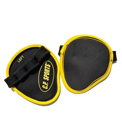 Mustat C.P. Sports Power Grips Pro Black/Yellow -treenikahvat keltaisella reunuksella ja kuvioidulla kumipinnalla., kuva 2/2