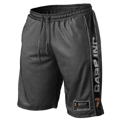 Gasp No1 Mesh Shorts Black, mustat verkkokankaiset treenishortsit joustavalla vyötäröllä ja isolla sivulogolla., kuva 3/6