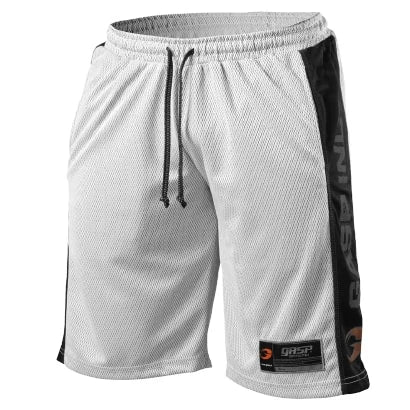 Gasp No1 Mesh Shorts White & Black valkoiset verkkokankaiset treenishortsit mustilla sivupaneeleilla.