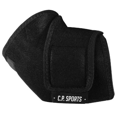 C.P. Sports Elbow Support, ett svart armbågsstöd i neopren med kardborreband för styrketräning., bild 1 av 1