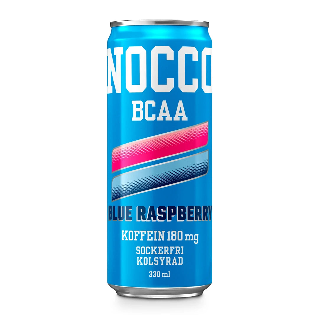 Sininen tölkki NOCCO BCAA 330 ml -energianjuomaa, makuna Blue Raspberry., kuva 10/16
