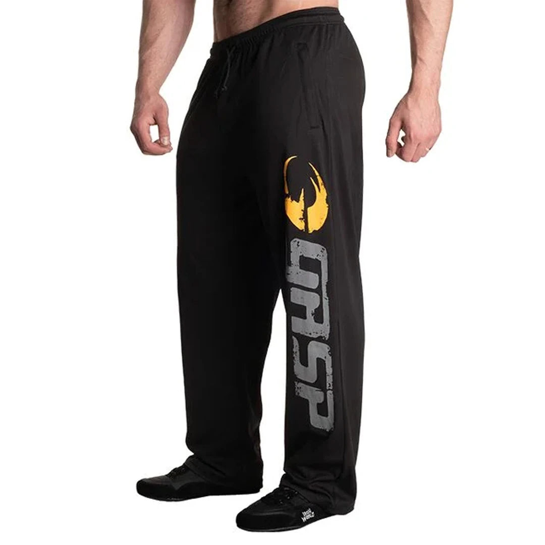 GASP Original Mesh Pants Black -mustat verkkokankaiset treenihousut suurella logolla vasemmassa lahkeessa., kuva 3/6