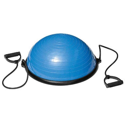 Virtufit Balance Trainer, sininen PVC-tasapainopallo tukevalla mustalla alustalla ja kahdella treeninauhalla., kuva 1/1