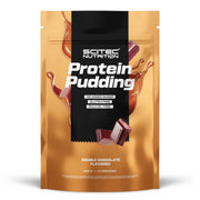 Scitec Nutrition Protein Pudding 400 g ruskeassa pussissa suklaakuvioinnilla, makuna Double Chocolate.