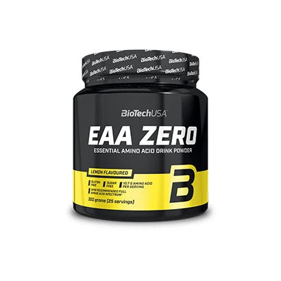BioTechUSA EAA ZERO 350 g -aminohappojauhe mustassa purkissa keltaisilla yksityiskohdilla, makuna sitruuna., kuva 3/3