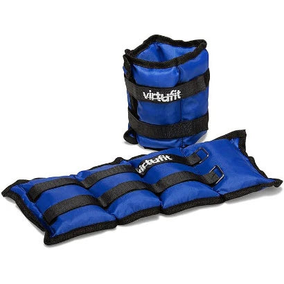 Siniset Virtufit Ankle/Wrist Weights 2 x 2 kg -painot kestävästä nailonista mustilla tarranauhoilla., kuva 1/1