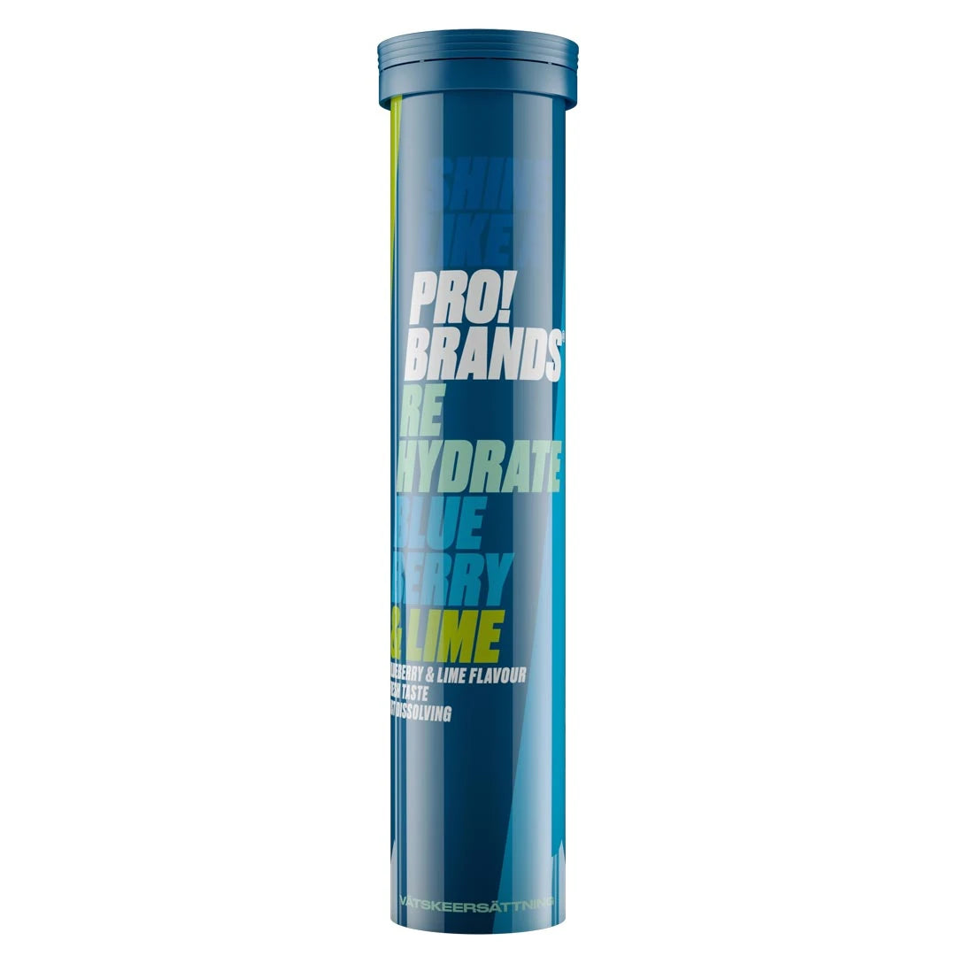 Pro Brands Rehydrate 20 Tabs -nesteytysvalmiste sinisessä putkilossa, makuna Blueberry Lime., kuva 1/1