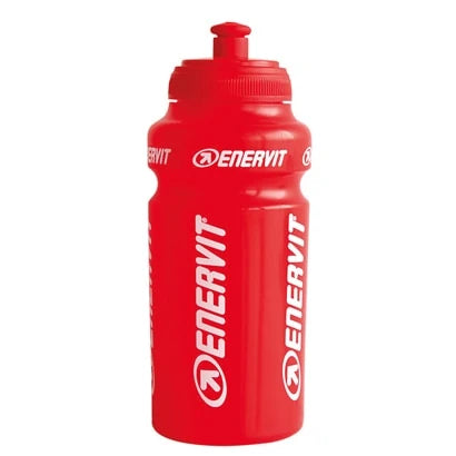 Kirkkaanpunainen Enervit-vesipullo 500 ml valkoisella tekstillä, kätevä urheilupullo pyöräilyyn ja treeniin., kuva 1/1