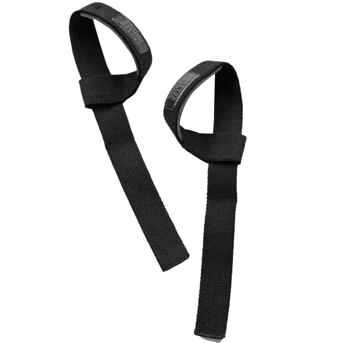 Mustat Better Bodies Lifting Straps, säädettävät puuvillaiset vetoremmit neopreenipehmusteella.