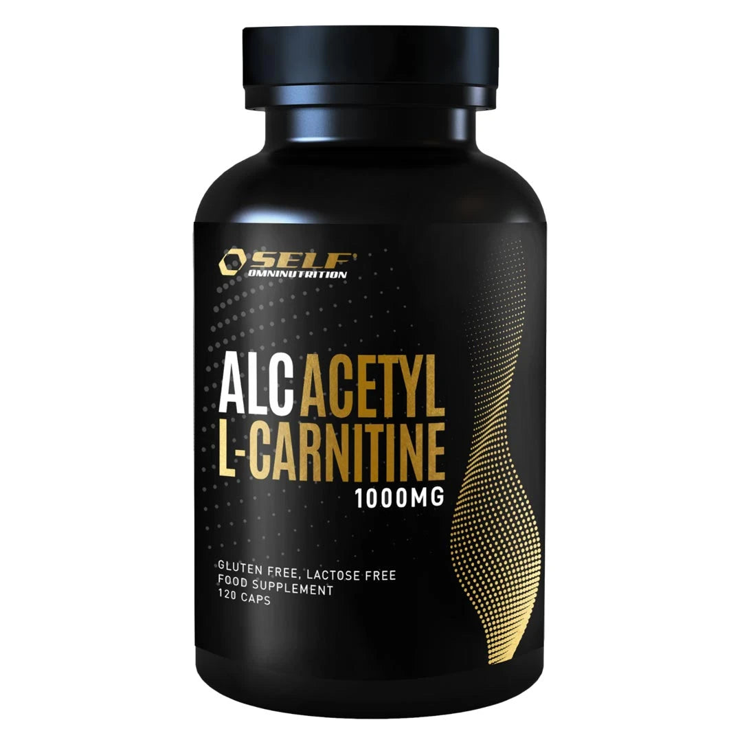 Self Omninutrition ALC 120 caps -ravintolisä mustassa muovipurkissa kultaisilla yksityiskohdilla., kuva 1/1