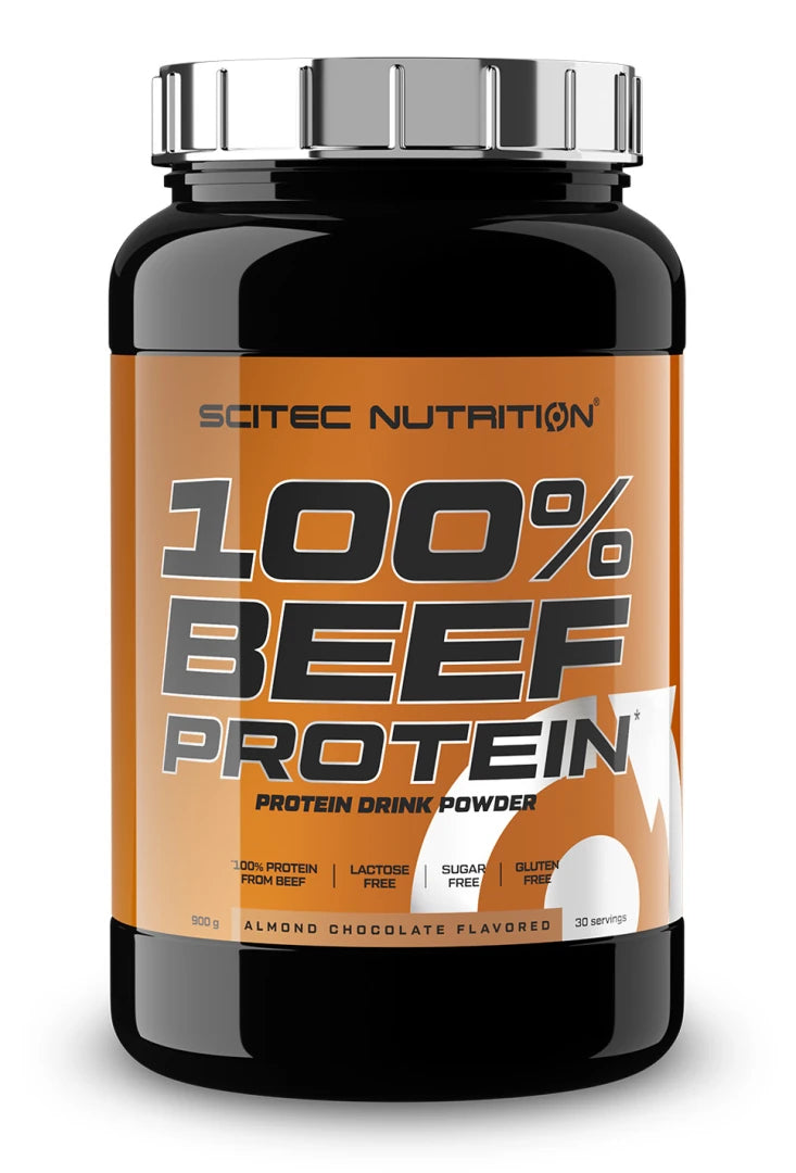 Scitec Nutrition 100% Hydro Beef Peptides 900 g -lihaproteiinijauhe mustassa purkissa oranssilla etiketillä., kuva 1/1