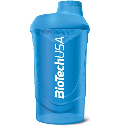 BiotechUSA Wave Shaker 600 ml i blå färg med vit logotyp., bild 2 av 4