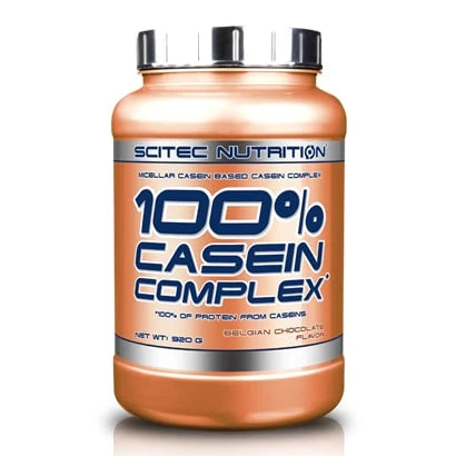 Scitec Nutrition 100% Casein Complex 2.35 kg -kaseiini makuna Belgian chocolate, oranssissa purkissa hopeakannella., kuva 2/2