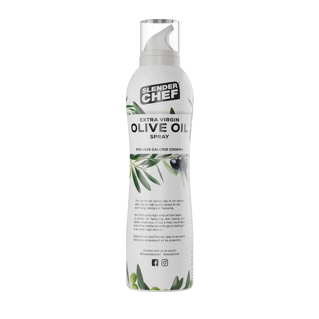 Slender Chef Cooking Spray 200 ml Olive Oil -vaihtoehto valkoisessa oliivikuvioidussa pullossa., kuva 3/5