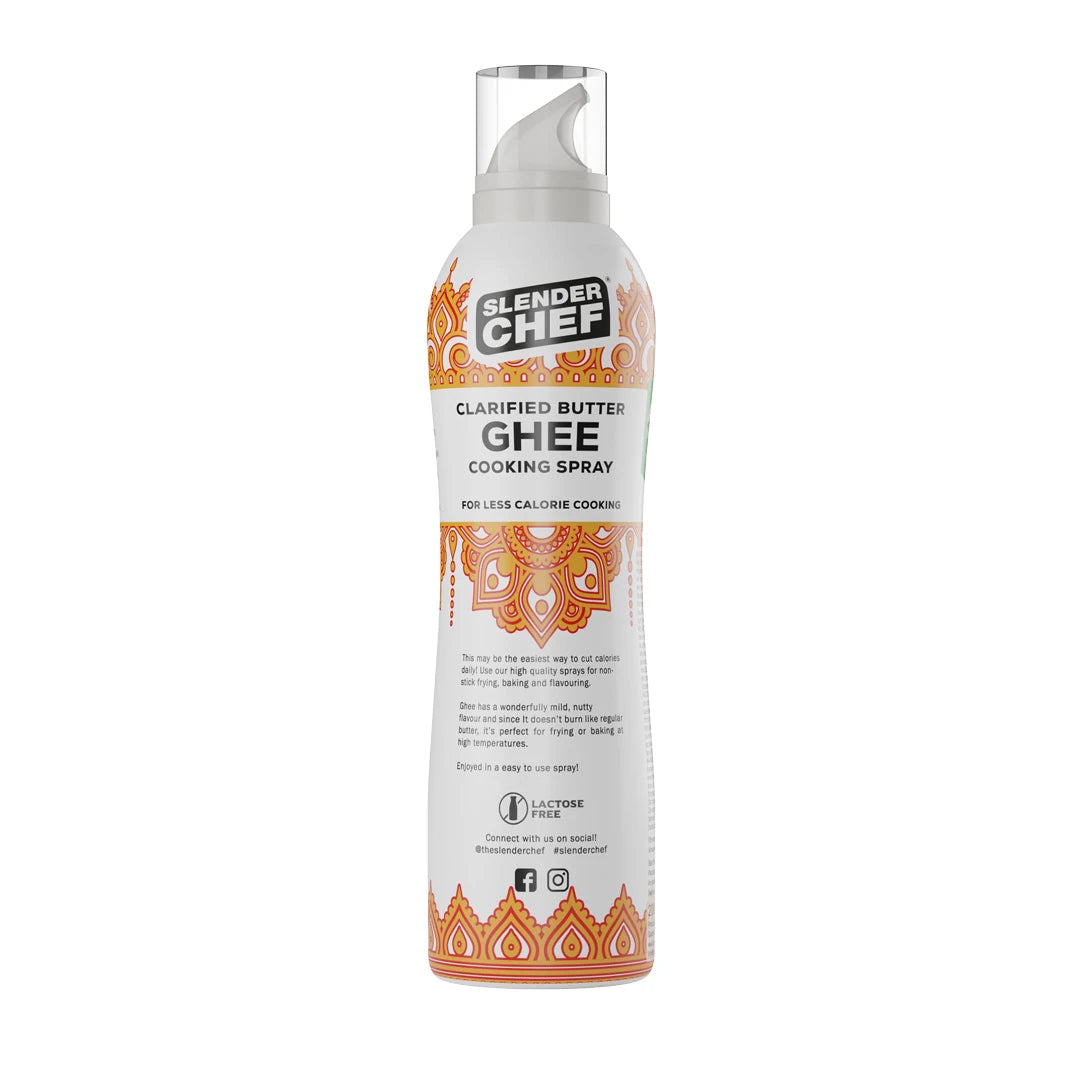 Oransseilla kuvioilla koristeltu Slender Chef Cooking Spray 200 ml -suihkepullo, makuna Clarified Butter Ghee., kuva 4/5