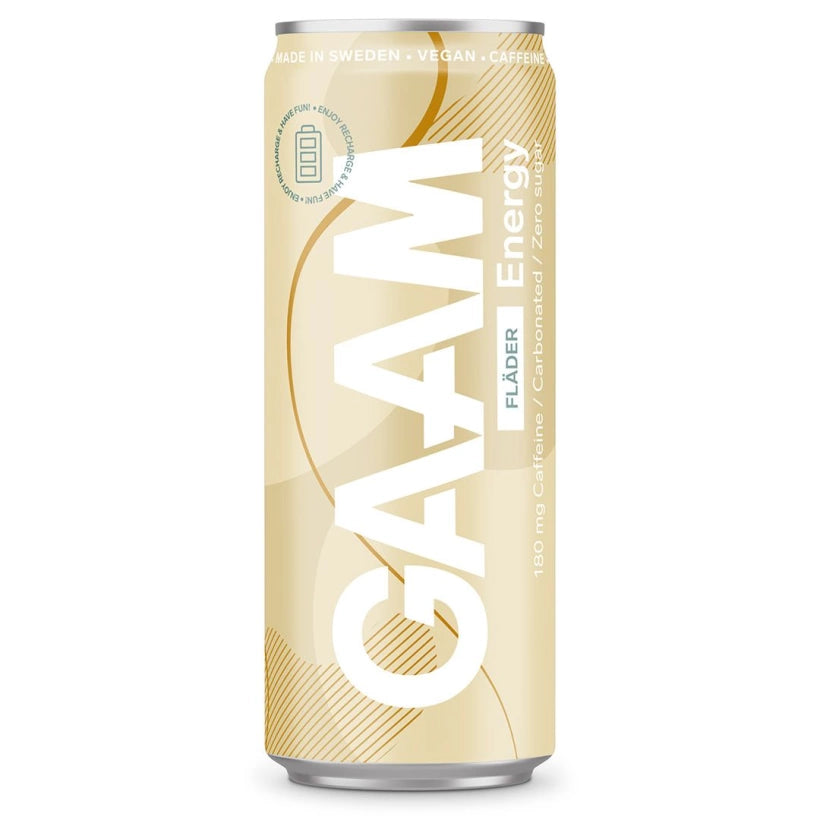 GAAM Energy 330 ml Energiajuoma vaaleankeltaisessa tölkissä, makuna Fläder., kuva 7/11