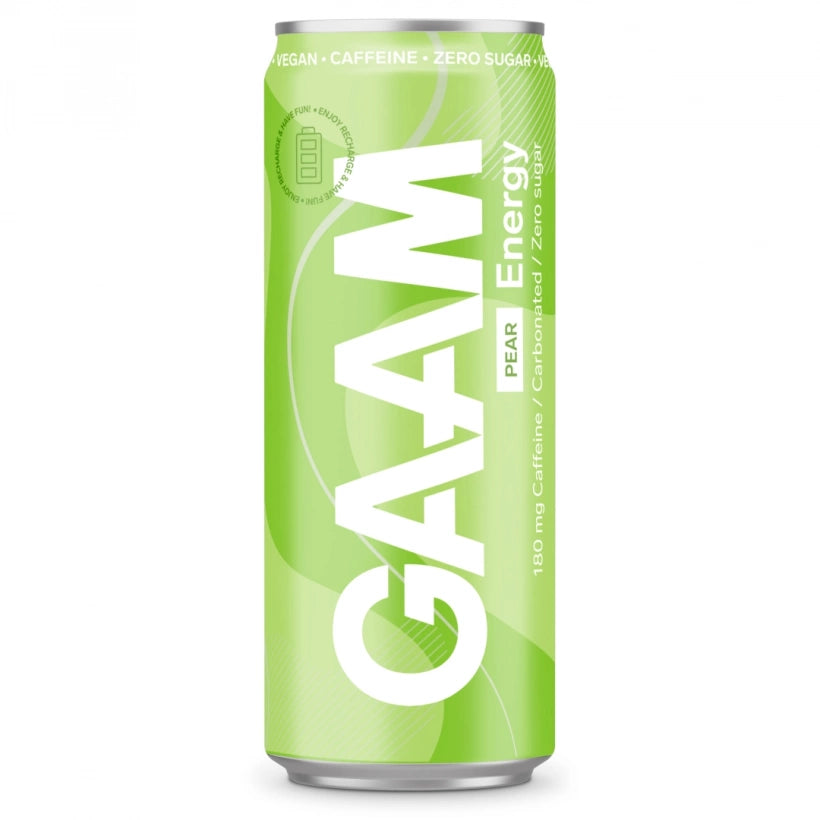 GAAM Energy 330 ml -energiajuoma vaaleanvihreässä tölkissä, makuna Pear., kuva 5/11